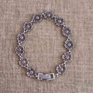 925 Silver Crystal Flower Bracelet
